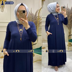 Robe à poches - Bleu - R1018BE