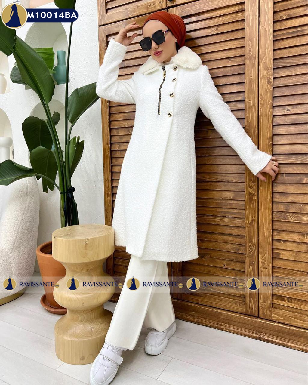 Manteau en cachemire à Fourrure - Blanc - M10014BA