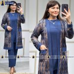 Ensemble trois pièces à effet marbre - Bleu - E2046BE