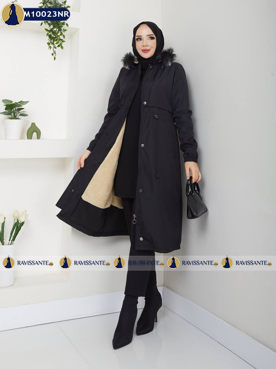 Manteau Imperméable à Capuche - Noir - M10023NR