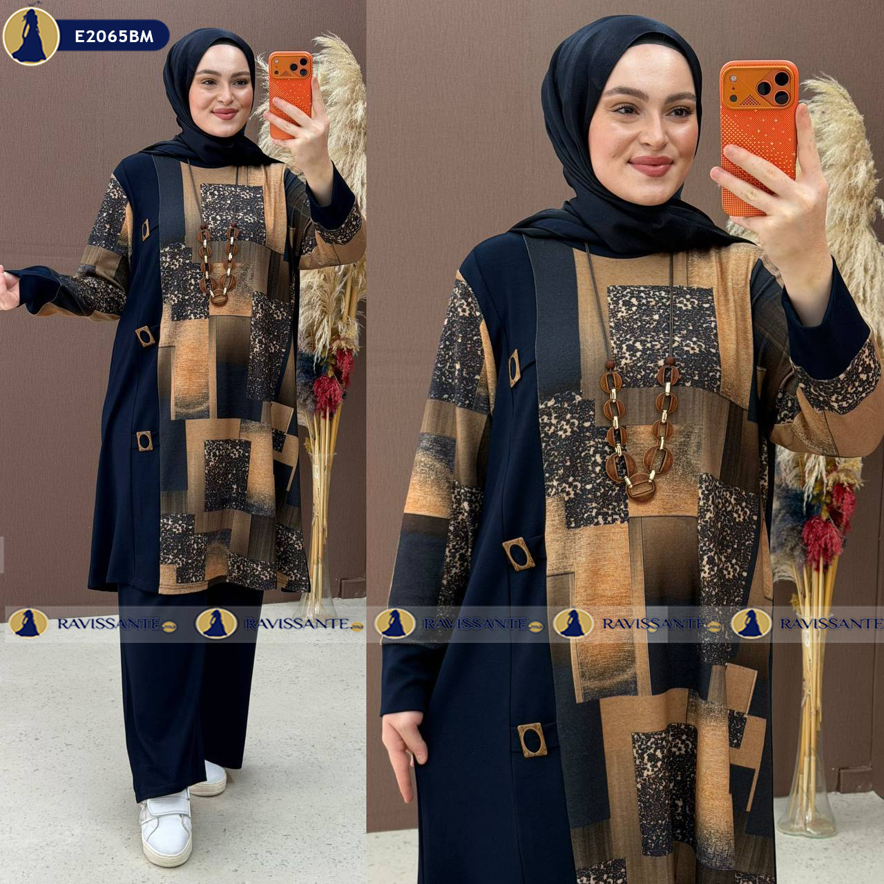 Ensemble deux pièces Oysho à Tunique Longue - Bleu-marine - E2065BM